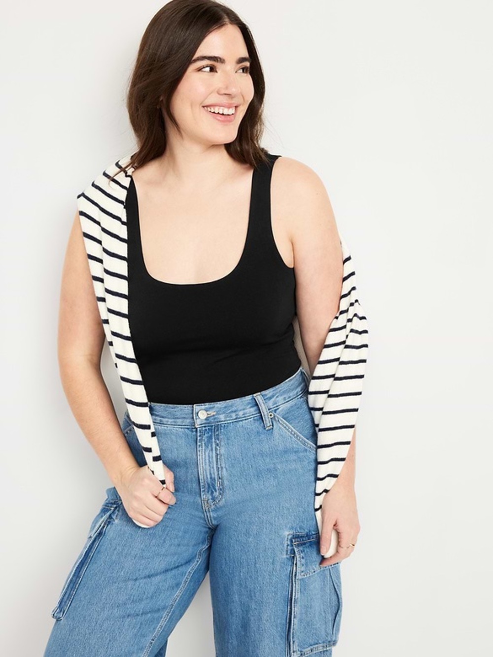 Old Navy Black Double-Layer Scoop-Neck Bodysuit NWT‎ - Picture 3 of 11